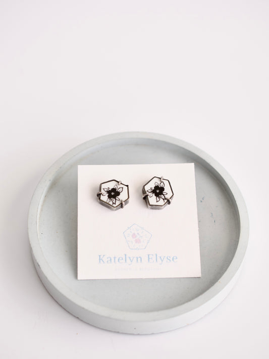 Black Wildflower Studs