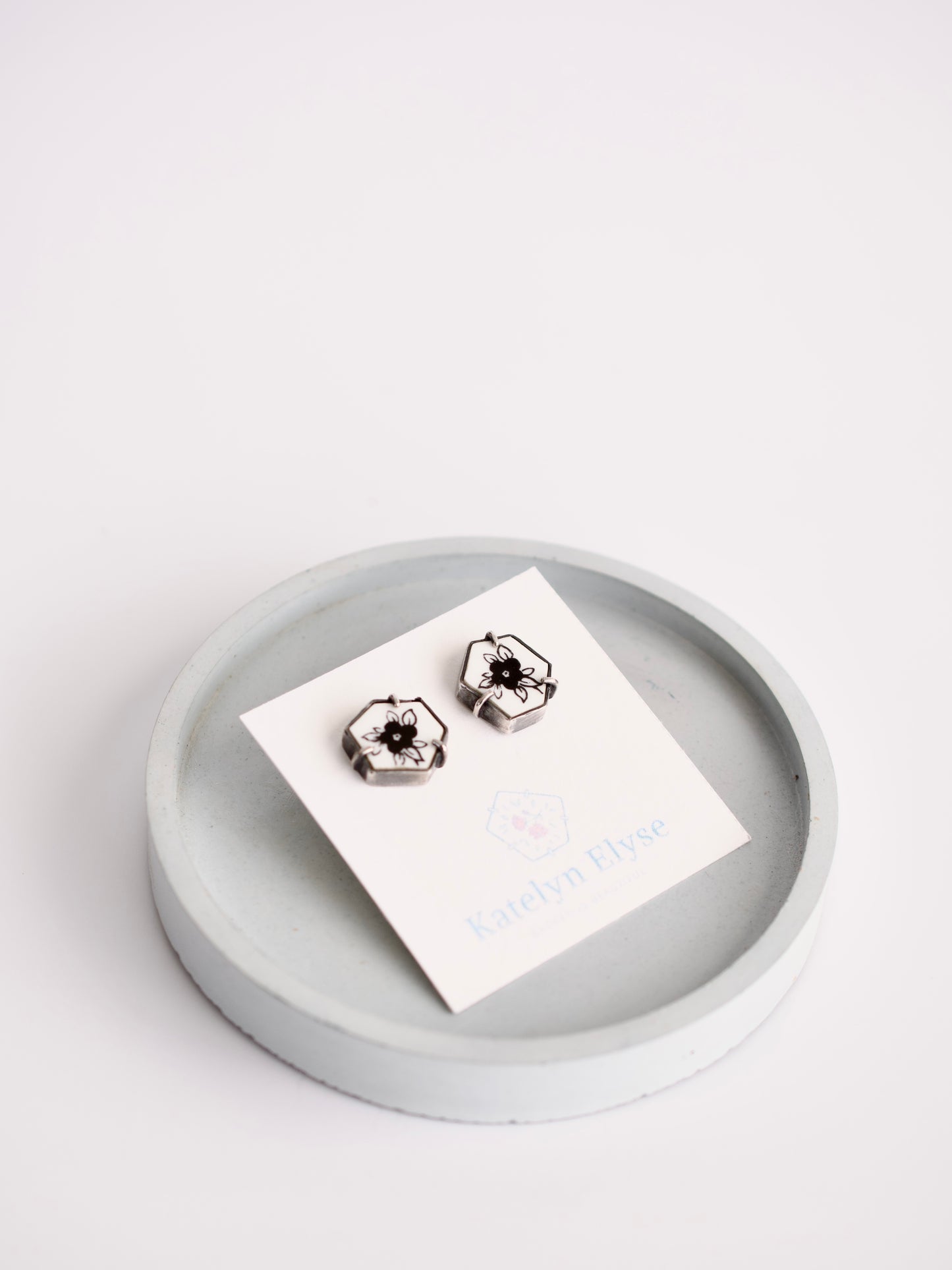 Black Wildflower Studs
