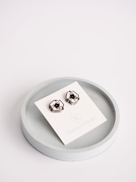 Black Wildflower Studs