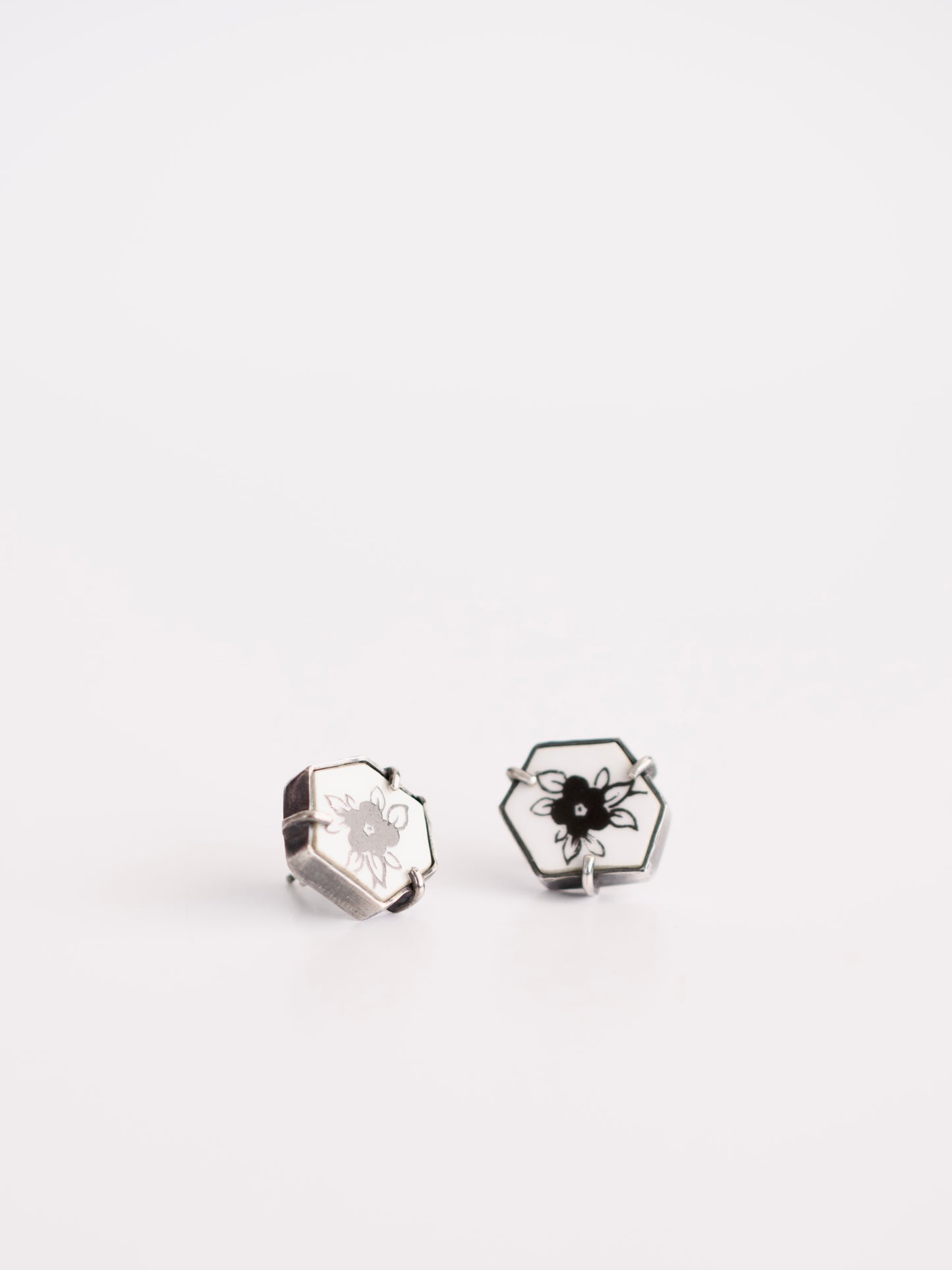 Black Wildflower Studs