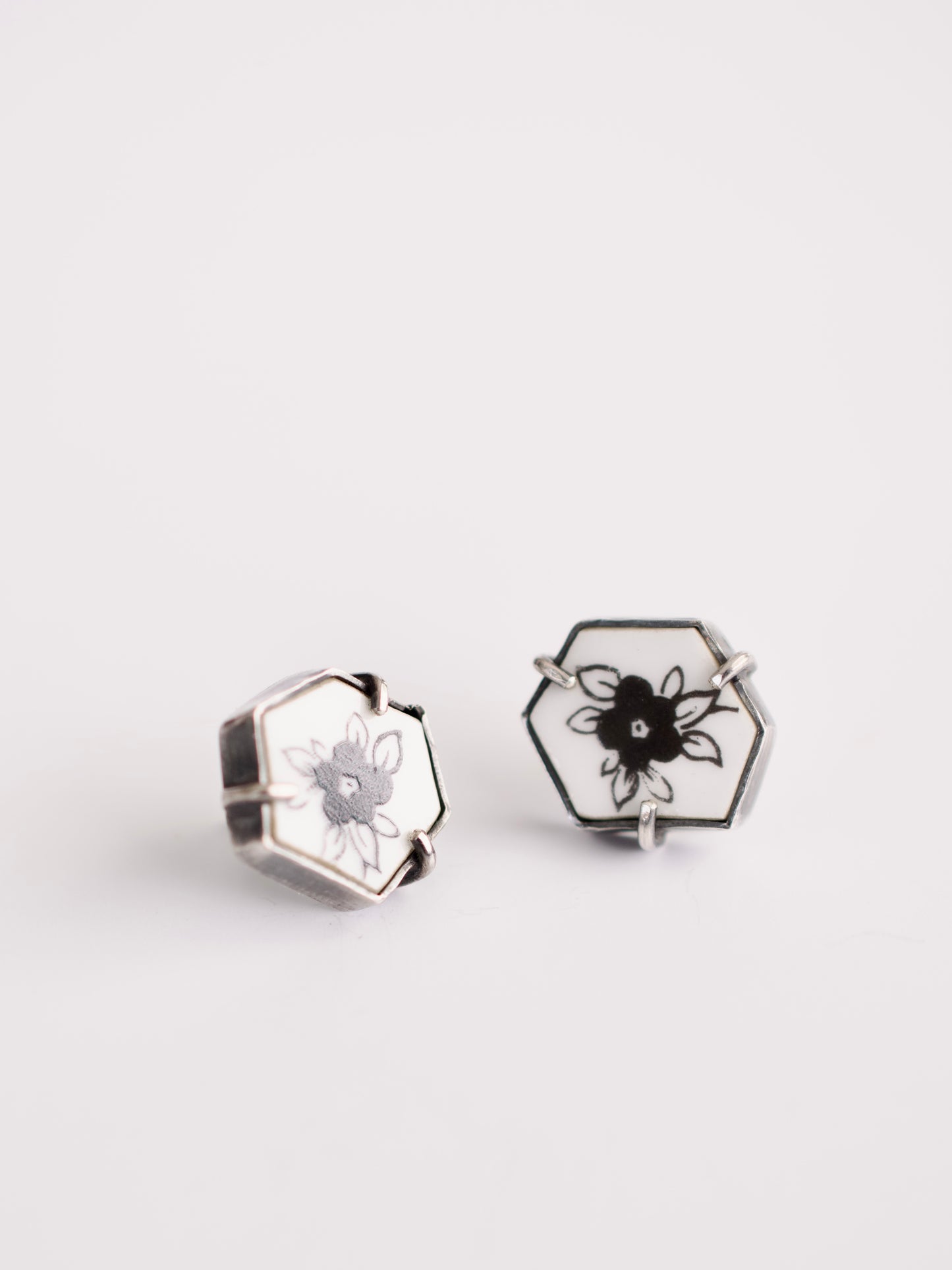Black Wildflower Studs