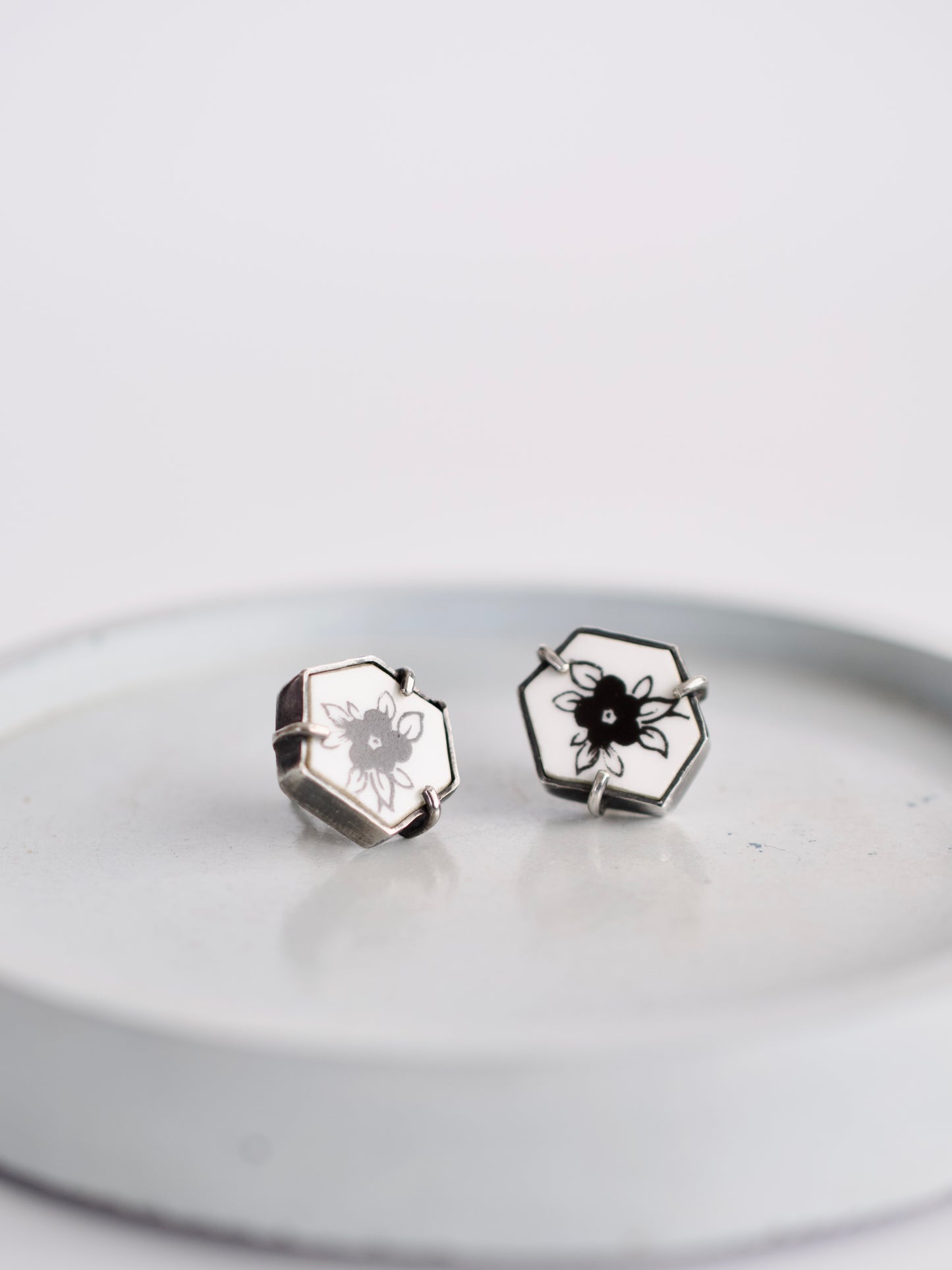 Black Wildflower Studs