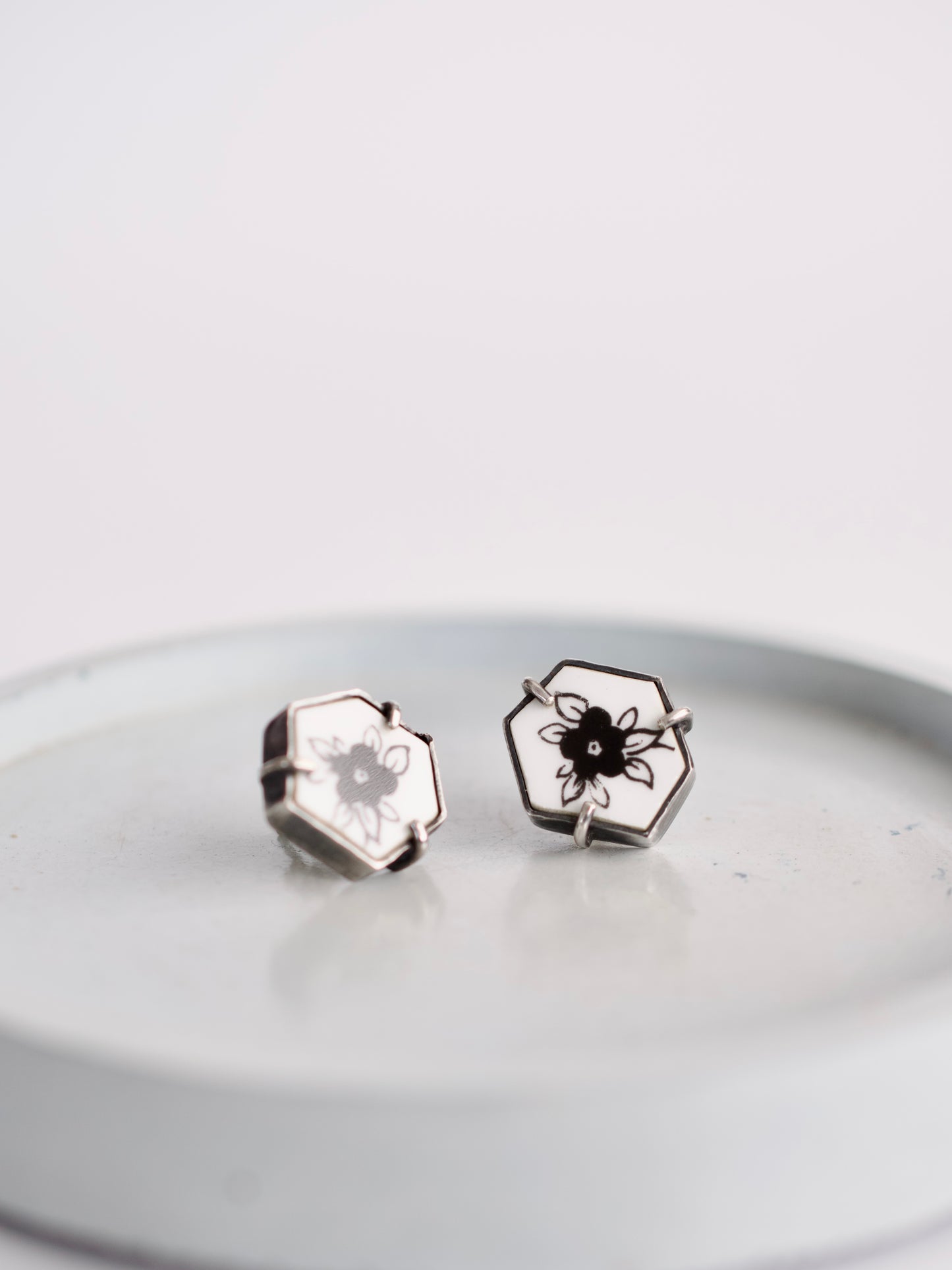 Black Wildflower Studs