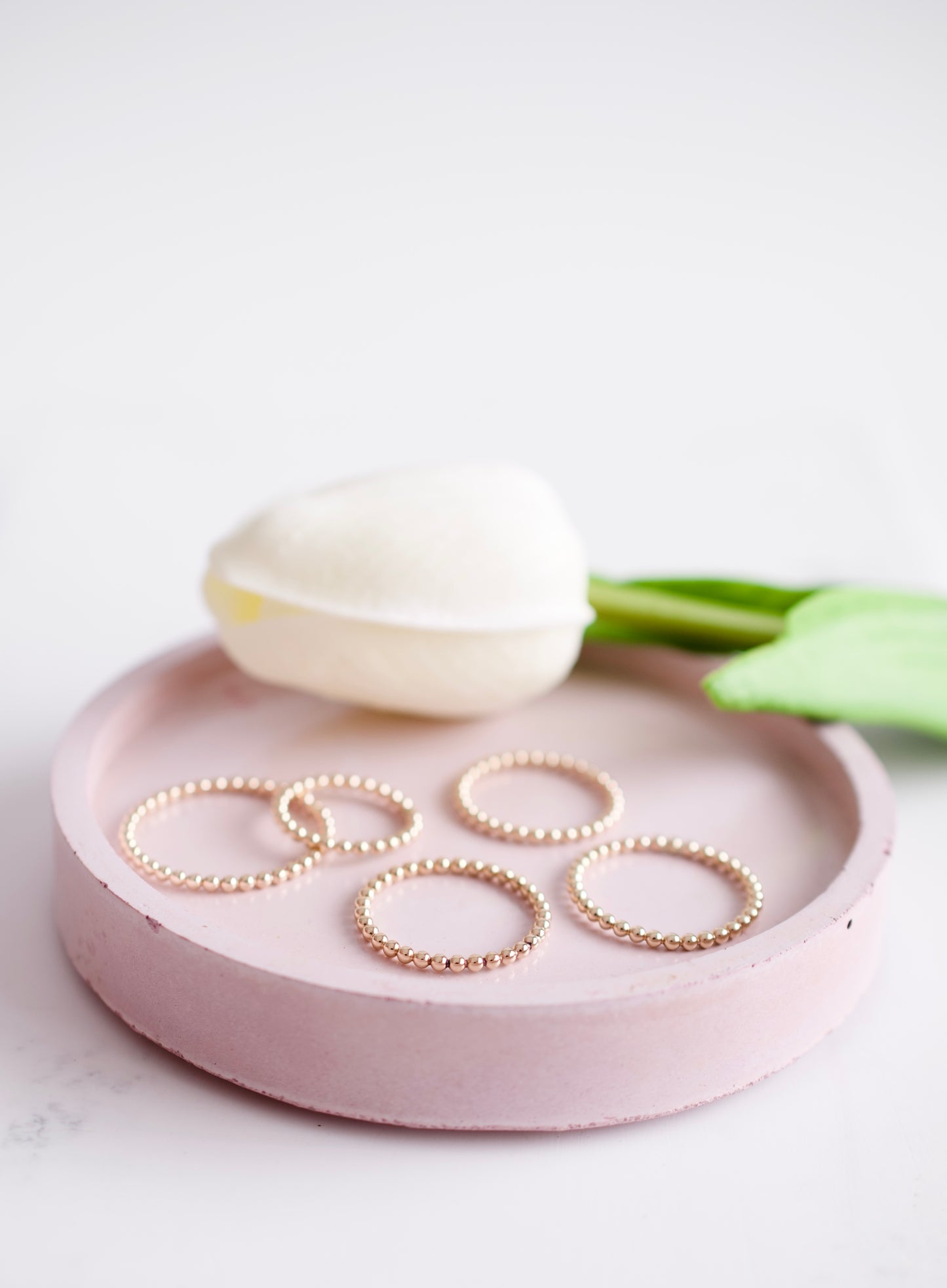 Beaded Gold Stacking Ring