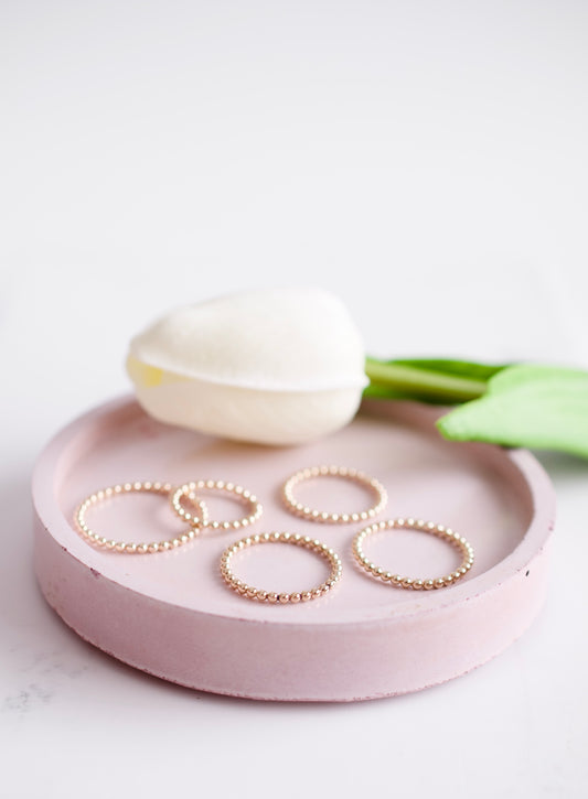 Beaded Gold Stacking Ring