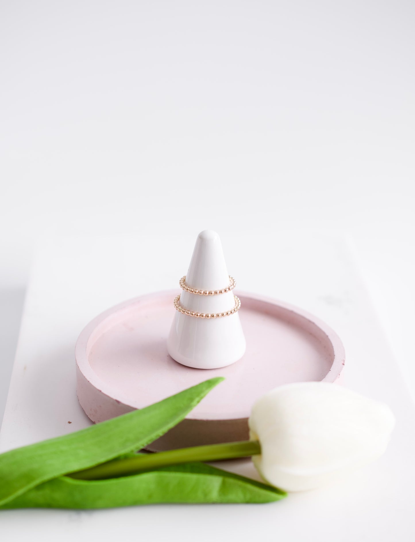 Beaded Gold Stacking Ring