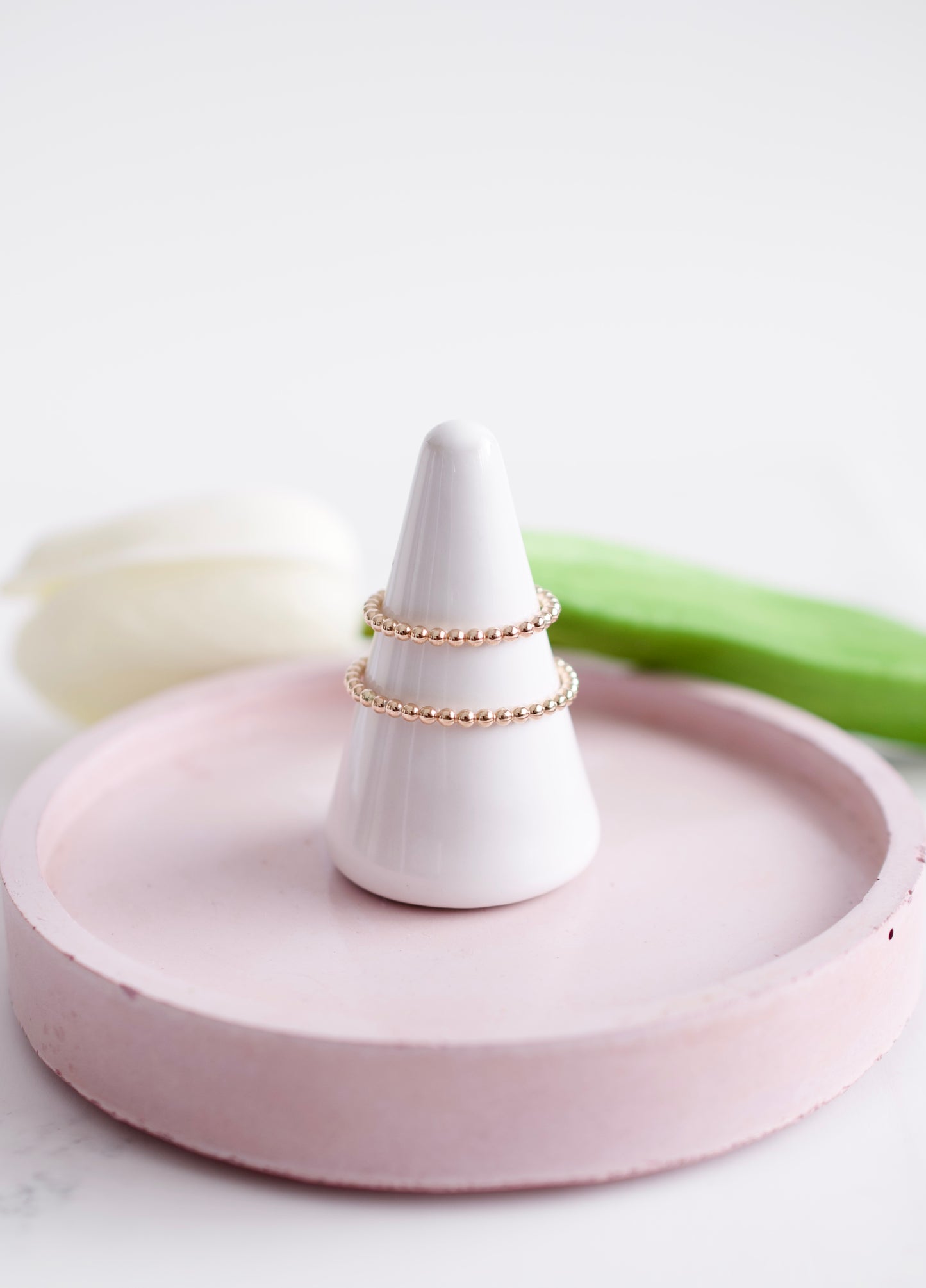 Beaded Gold Stacking Ring
