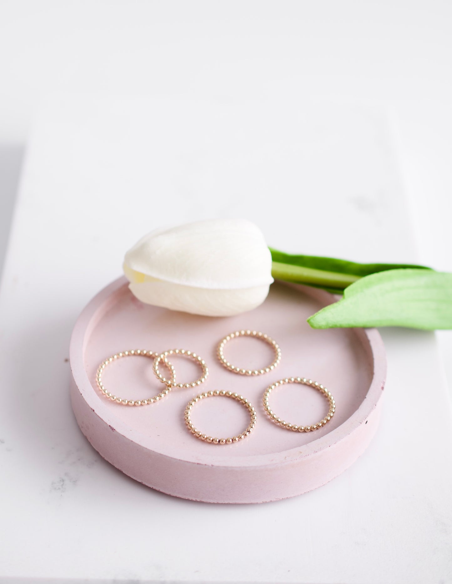 Beaded Gold Stacking Ring