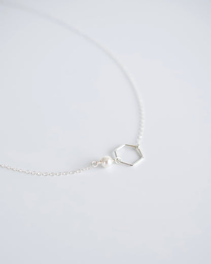 Sideways Silver Pearl Necklace