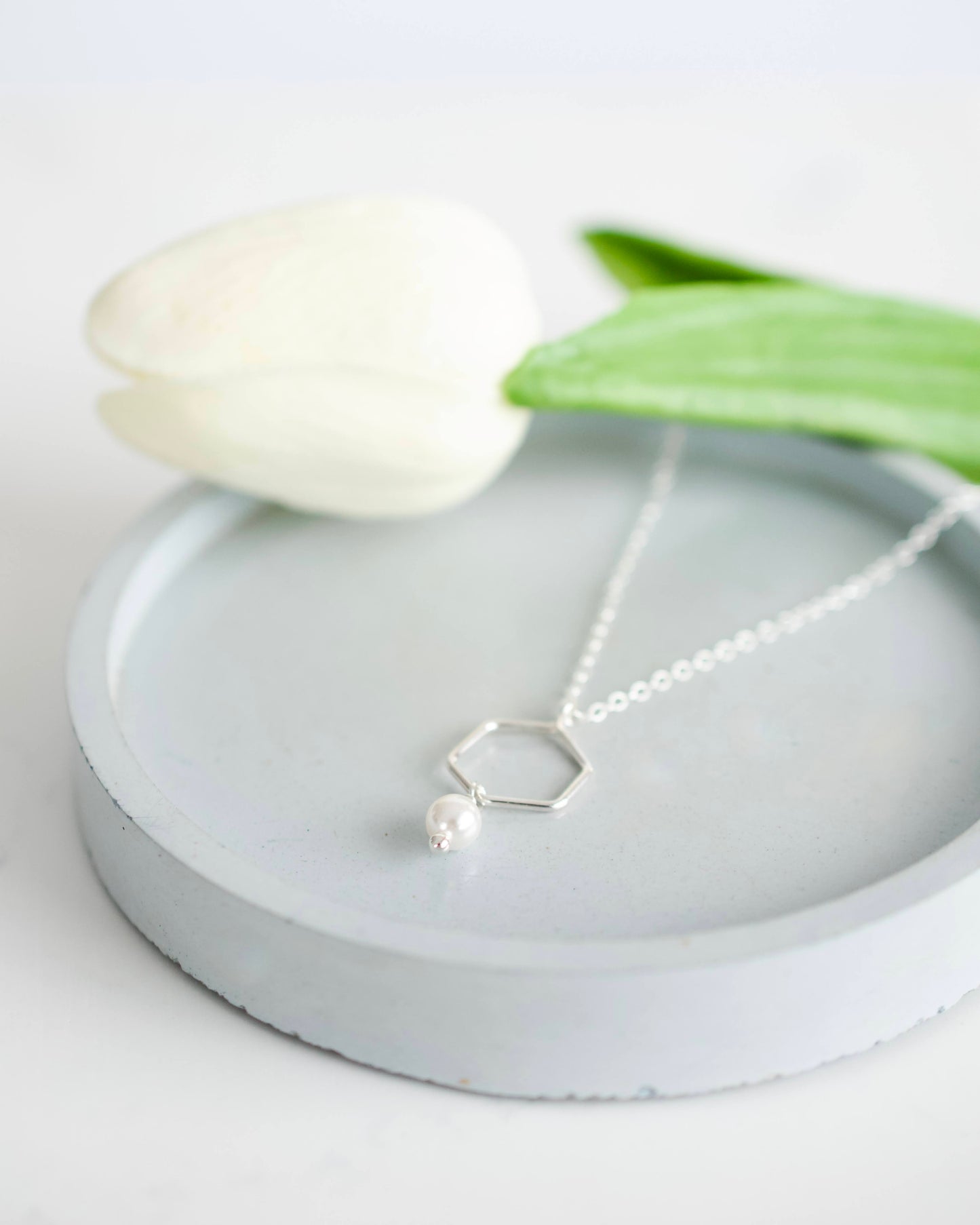 Silver Pearl Pendant Necklace