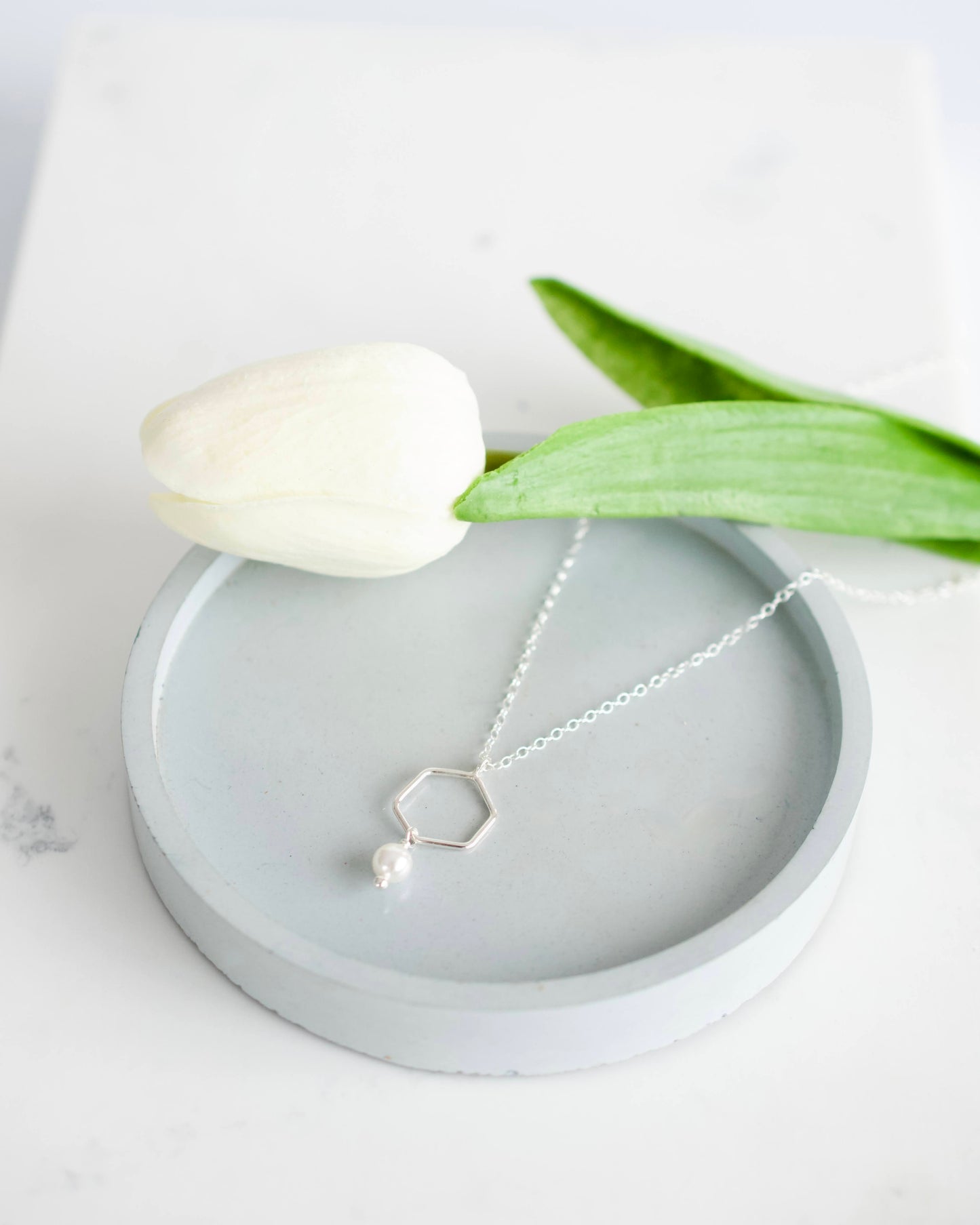 Silver Pearl Pendant Necklace