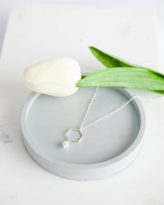 Silver Pearl Pendant Necklace