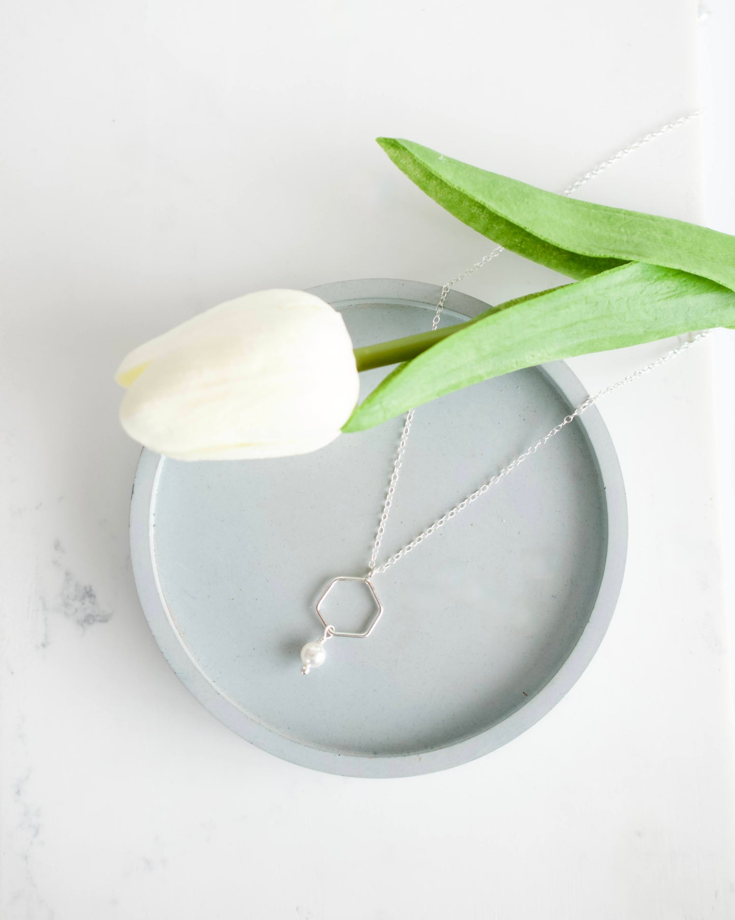 Silver Pearl Pendant Necklace