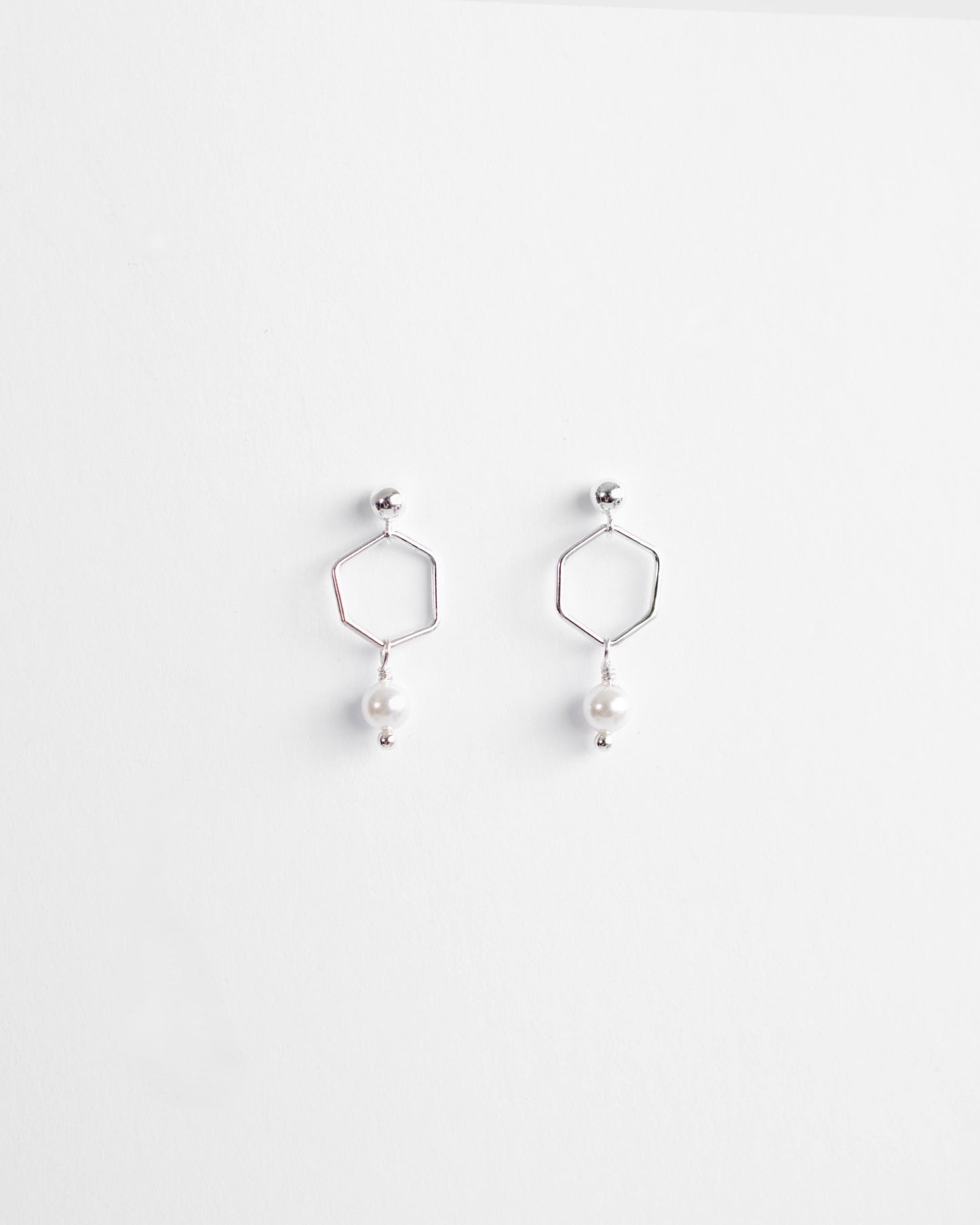 Silver Pearl Drop Studs