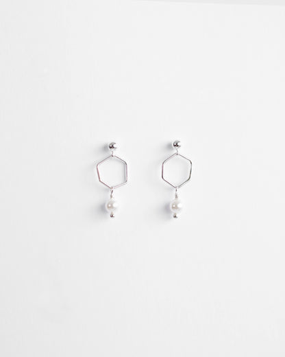 Silver Pearl Drop Studs