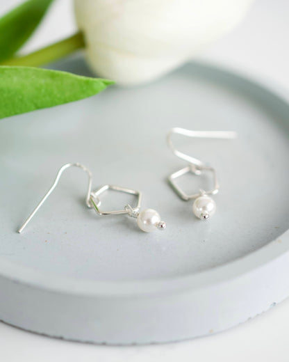 Silver Pearl Dangles