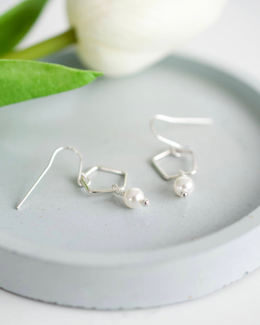 Silver Pearl Dangles