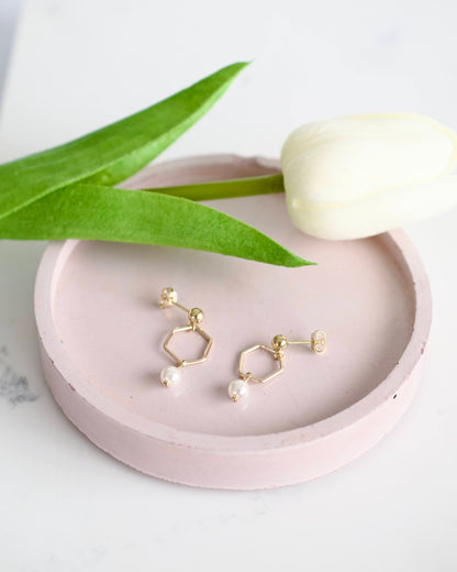 Gold Pearl Drop Studs
