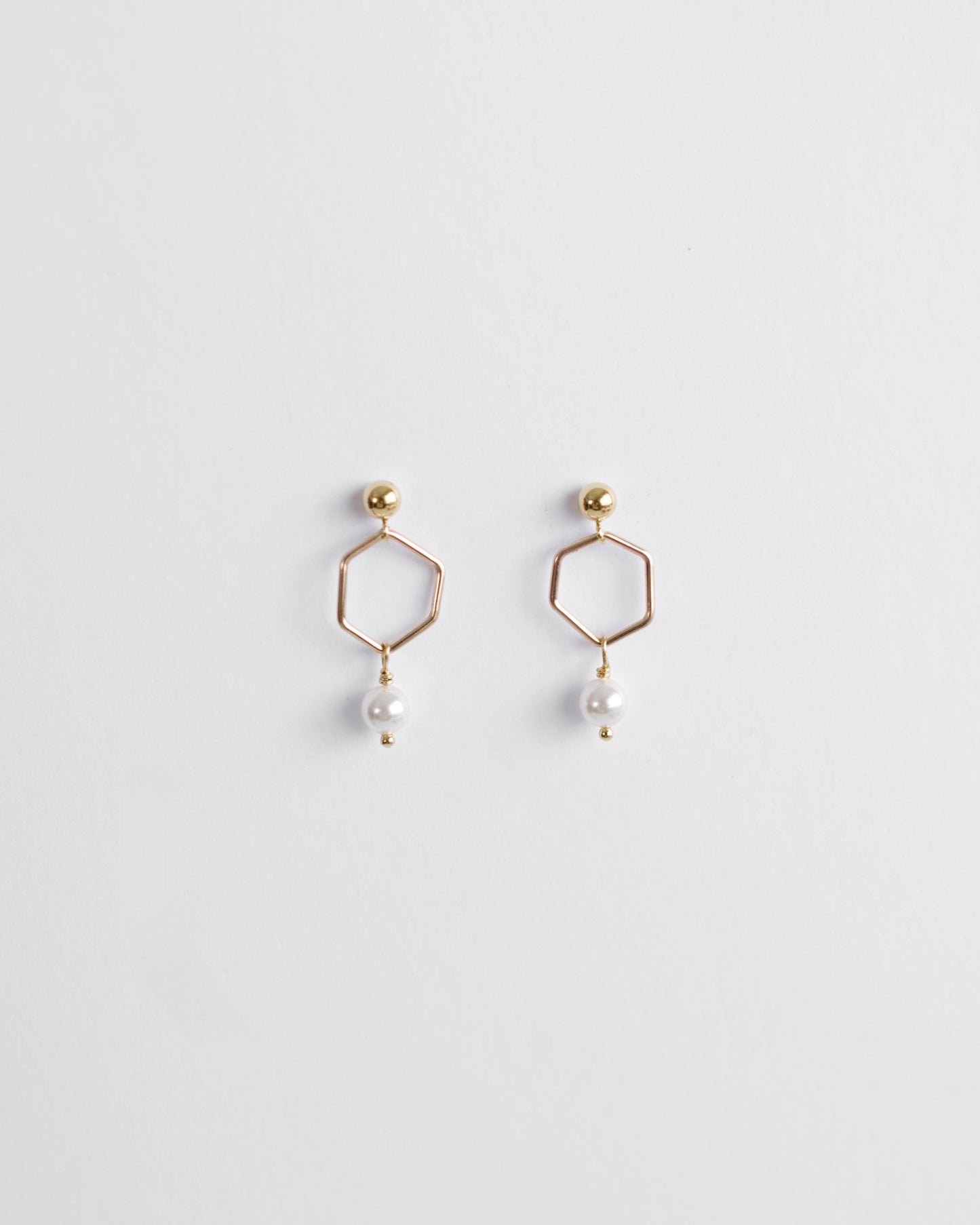 Gold Pearl Drop Studs