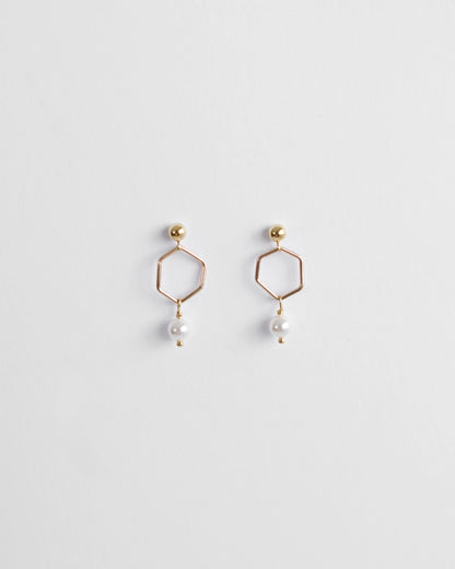 Gold Pearl Drop Studs