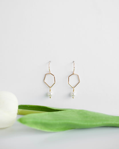 Gold Pearl Dangles