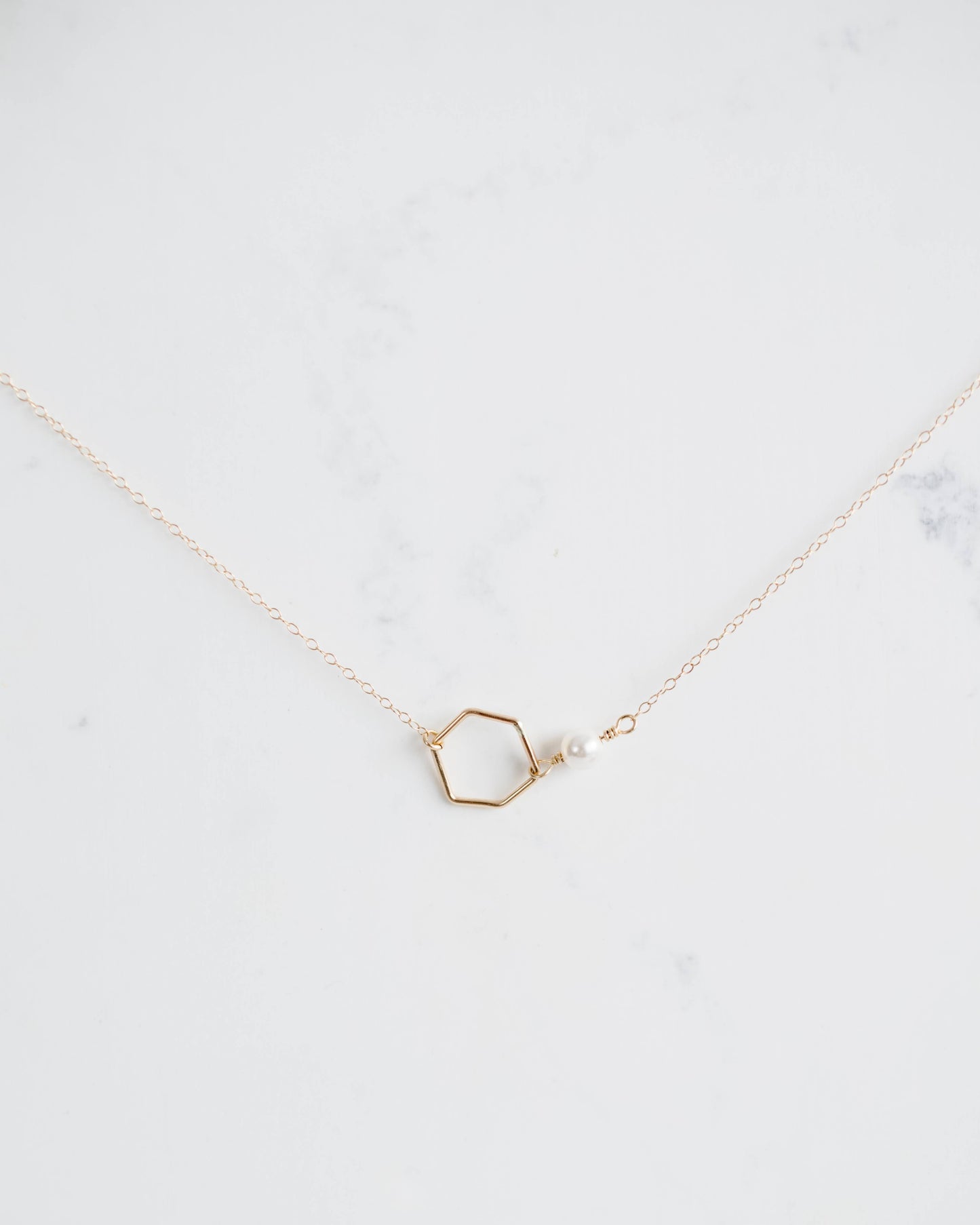 Sideways Gold Pearl Necklace