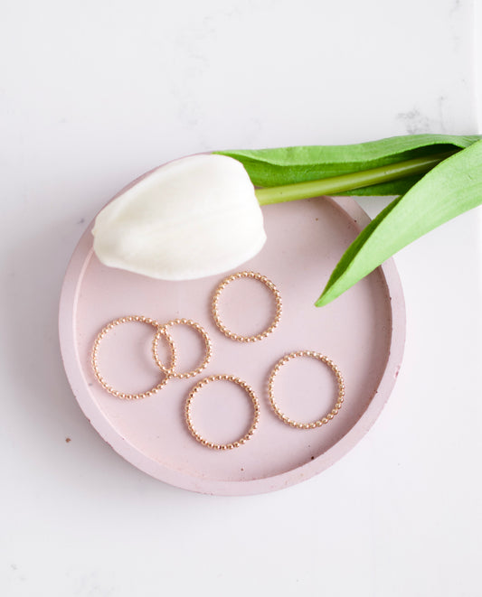 Beaded Gold Stacking Ring