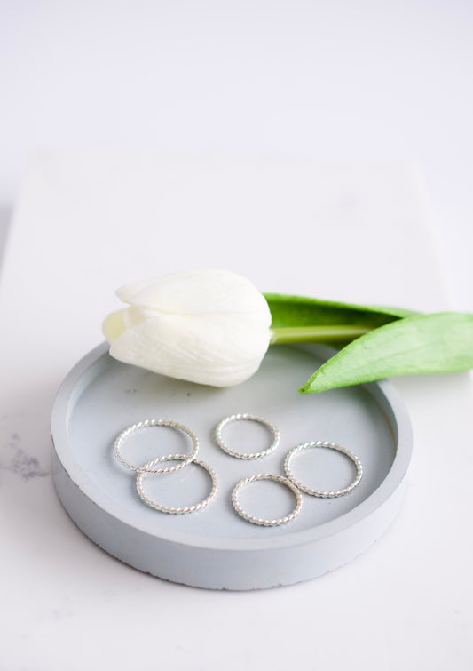 Twisted Silver Stacking Ring